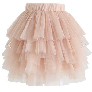 Love Me More Elegant Layered Tulle Skirt - Cream